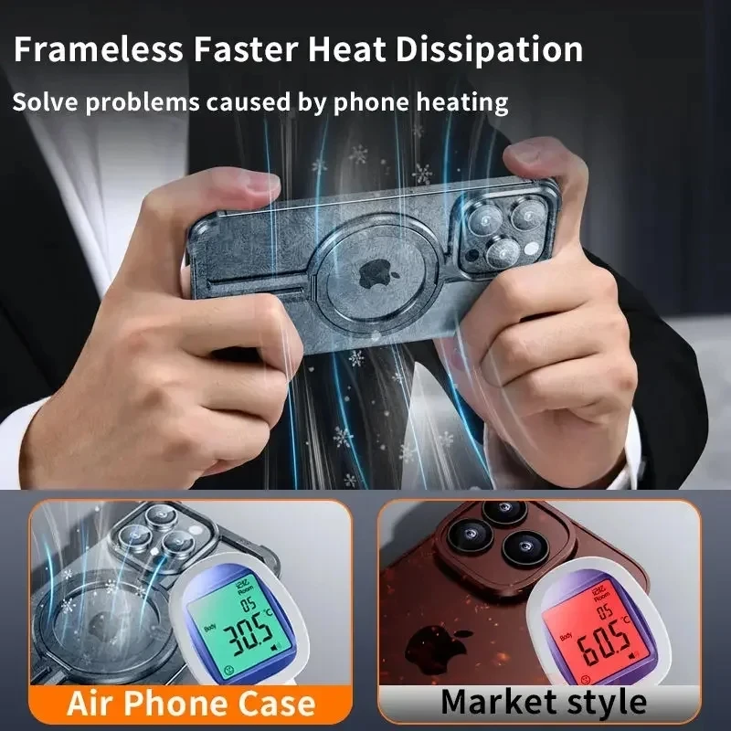 Rotating Bracket Magnetic Phone Case For iPhone 15 13 14 12 Pro Max 15 14 Plus Bumper Magsafe Wireless Charging Cellphone Covers