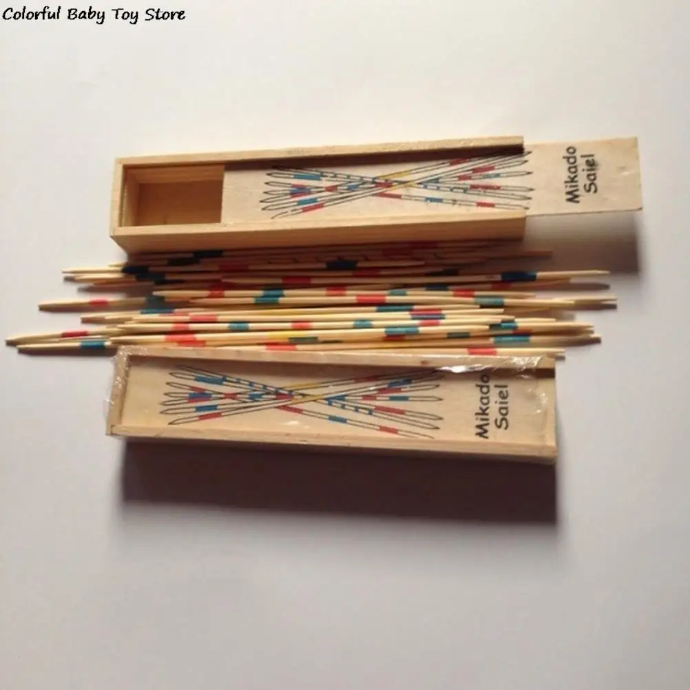 Traditional Mikado Spiel Pick Up Sticks With Box Game Spillikin Game Multiplayer Baby Educational Wooden 30Pcs