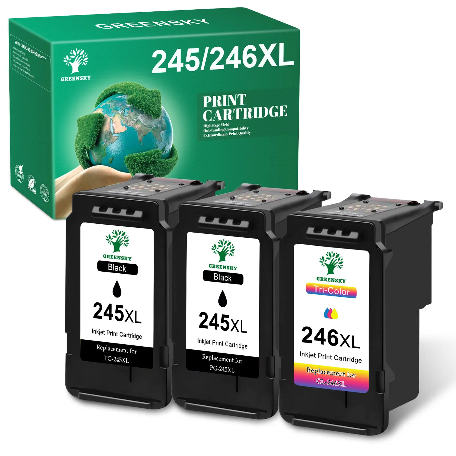 3 Pg-245 Xl & Cl-246 Xl Inchiostro Per Canon Pixma Mx490 Mx495 Mg2520 Mg2522 Mg2922