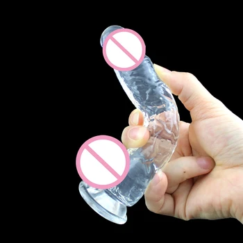 Realistic Dildo Anal Masturbator Female Adult Sex Toys 18 Women Couples Crystal Jelly Suction Cup Penis Thrusting Phalos Hot 4