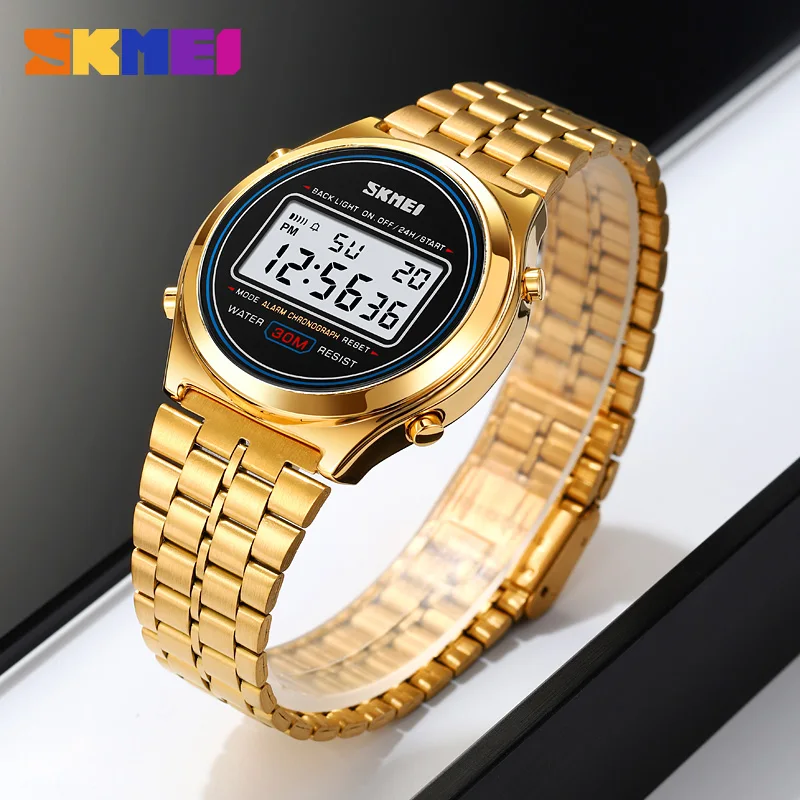 SKMEI 2146 Waterproof Electronic Men Watch Stainless Steel Calendar Digital Mens Wristwatch Countdown Clock 2004 Reloj Masculino 5