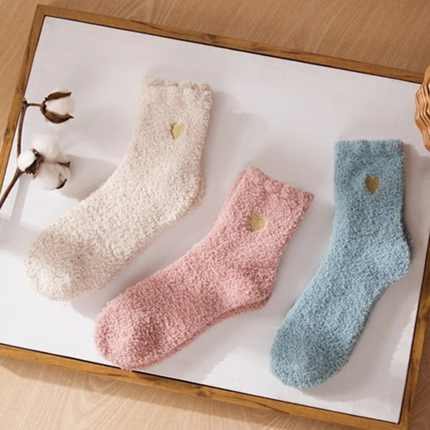 

Thickened Coral Velvet Socks Women's Solid Color Indoor Floor Stocking Winter Plush Warm Socks Cold-proof Anti Slip Sock Hosiery