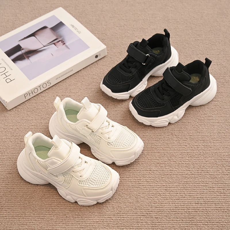 White Non Slip Air Mesh Kids Sneakers for School