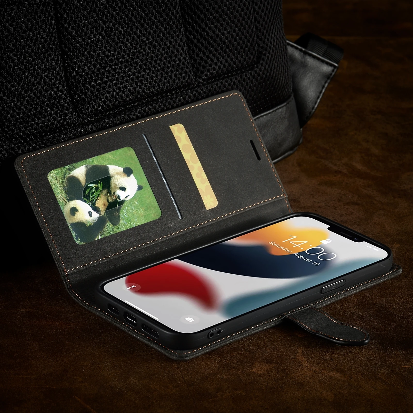 Leather Flip Wallet Case with Magnetic Card Holder - Elegant Phone Cover