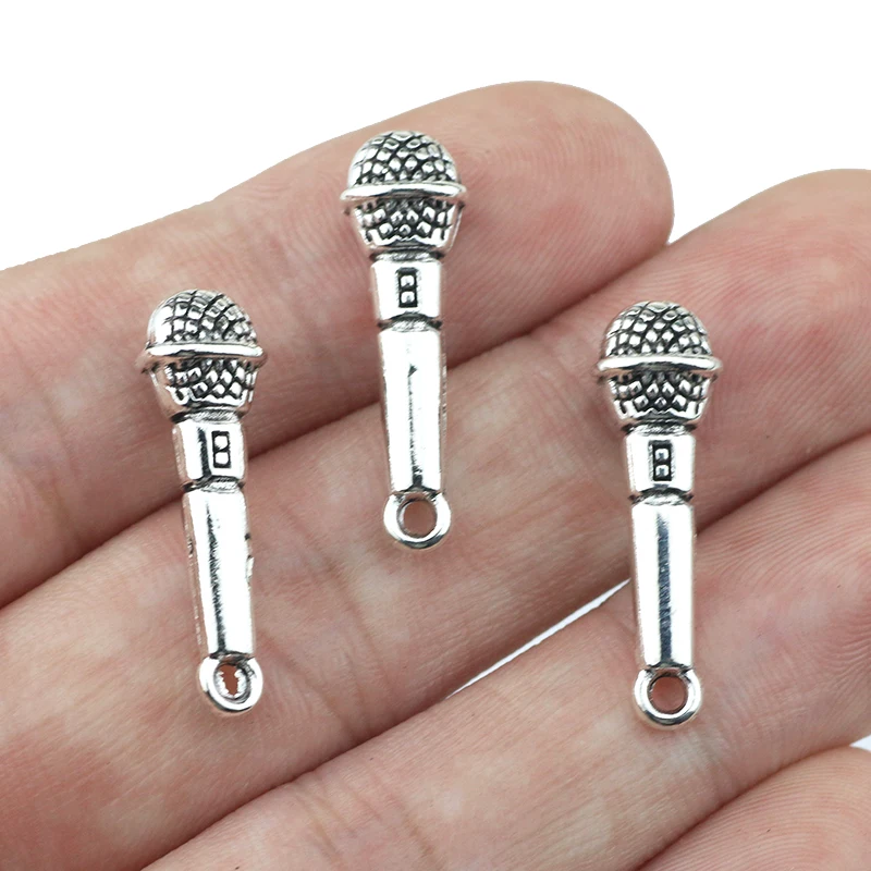 Antique Silver Jewelry Charms Silver Microphone Charms Metal