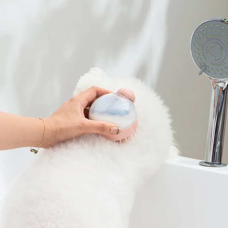 

New Bathroom Dog Bath Brush Massage Gloves Soft Safety Silicone Comb with Shampoo Box Pet Dogs & Cats Brush Washing Massage