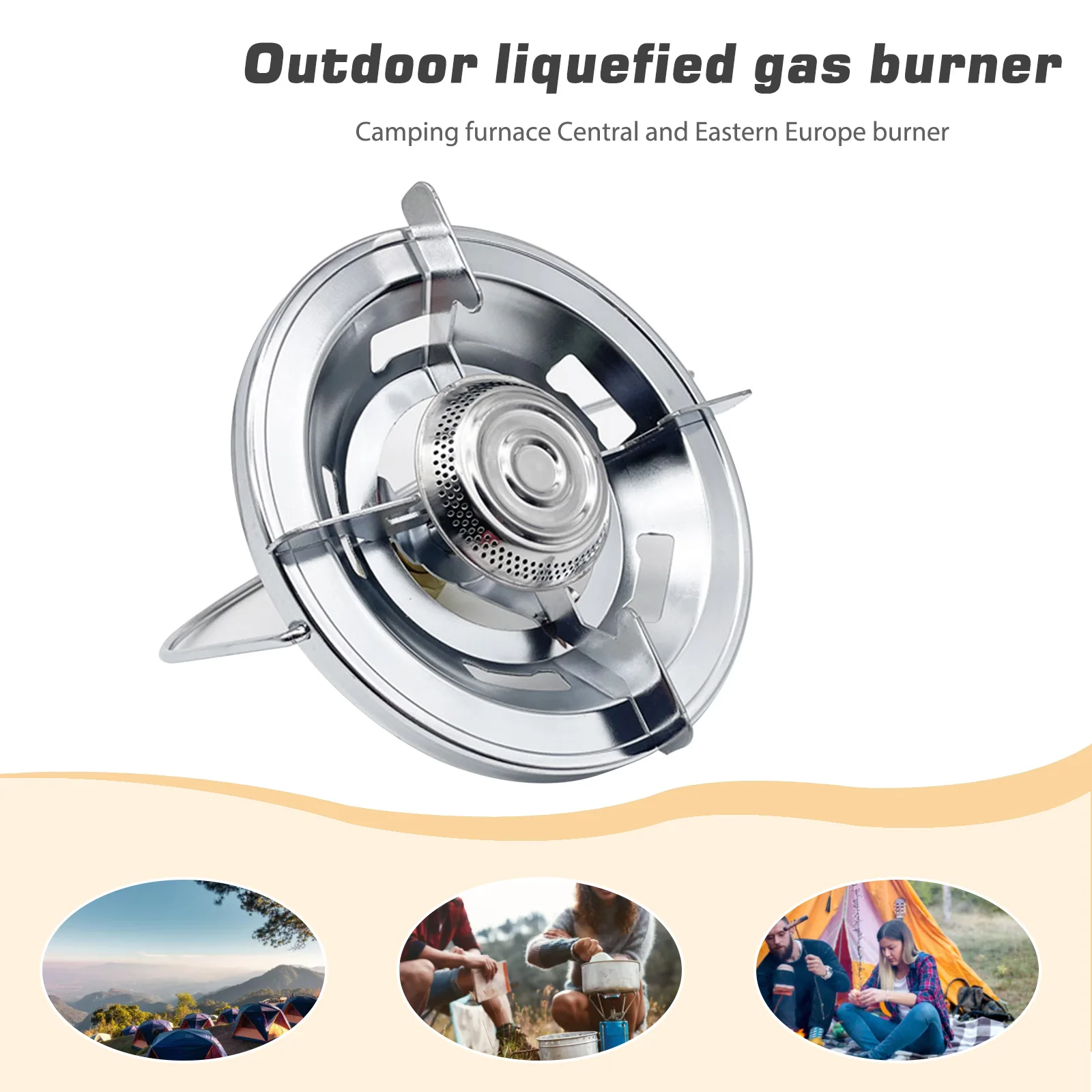 Copper Steel Cylinder Camping Furnace Integrated Liquefied Cylinder Stoves Portable with Handle Durable Cooking Supplies