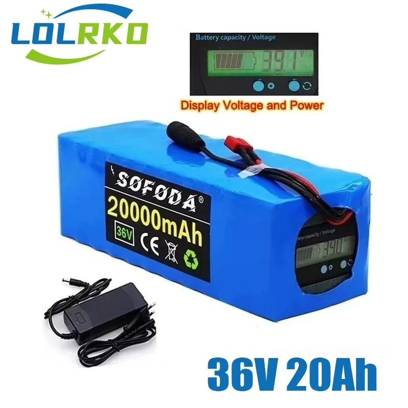 

36V battery 10S4P 20Ah battery pack 1000W high power battery 42V 20000mAh Ebike electric bicycle BMS Capacity Indicator+charger