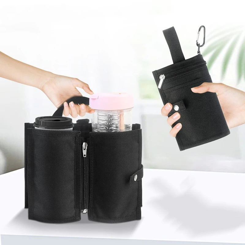 1pc Black Luggage Travel Cup Holder Durable Free Hand Travel