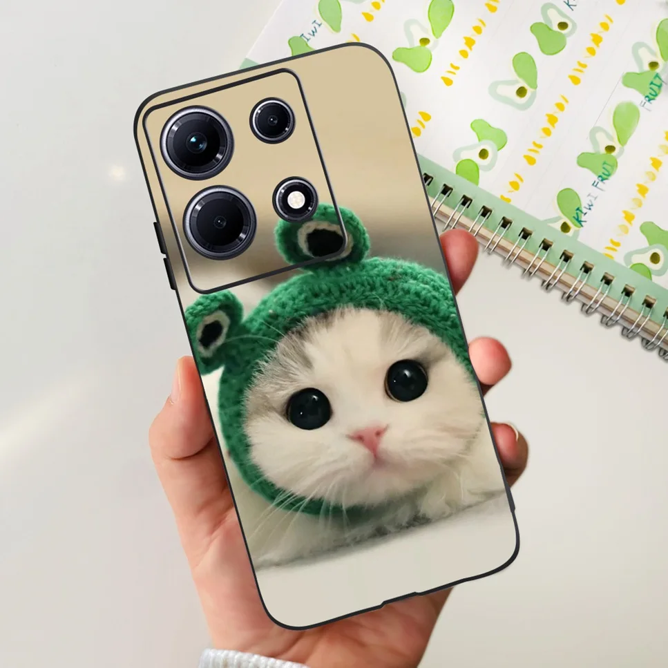 Black Silicone Cute Cat Cartoon Painted Case - Fashionable Protective Bumper Cover