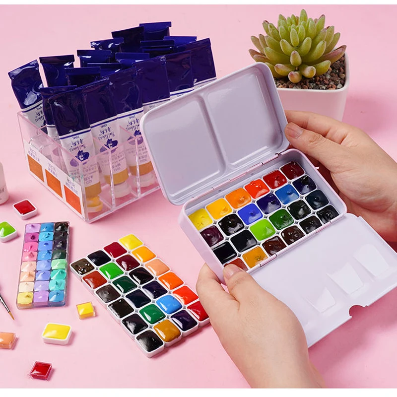 Portable Mini Set 12 Colors Paul Rubens Watercolor Pigment Suit Skin Color Candy Color Basic Color with 0.3ml Iron Case