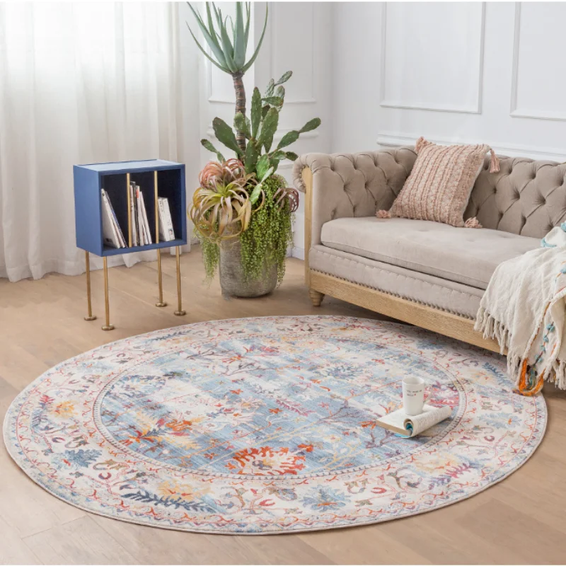 Round Living Room Carpet Retro Light Luxury Bohemian Style Bedroom Rugs Nordic Plush Fashion Coffee Table Mats Ковер Alfombra 러그