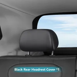 Premium Stretchable PU Leather Headrest Covers - Waterproof & Comfortable Fabric for Full Seat Coverage (Black Back)