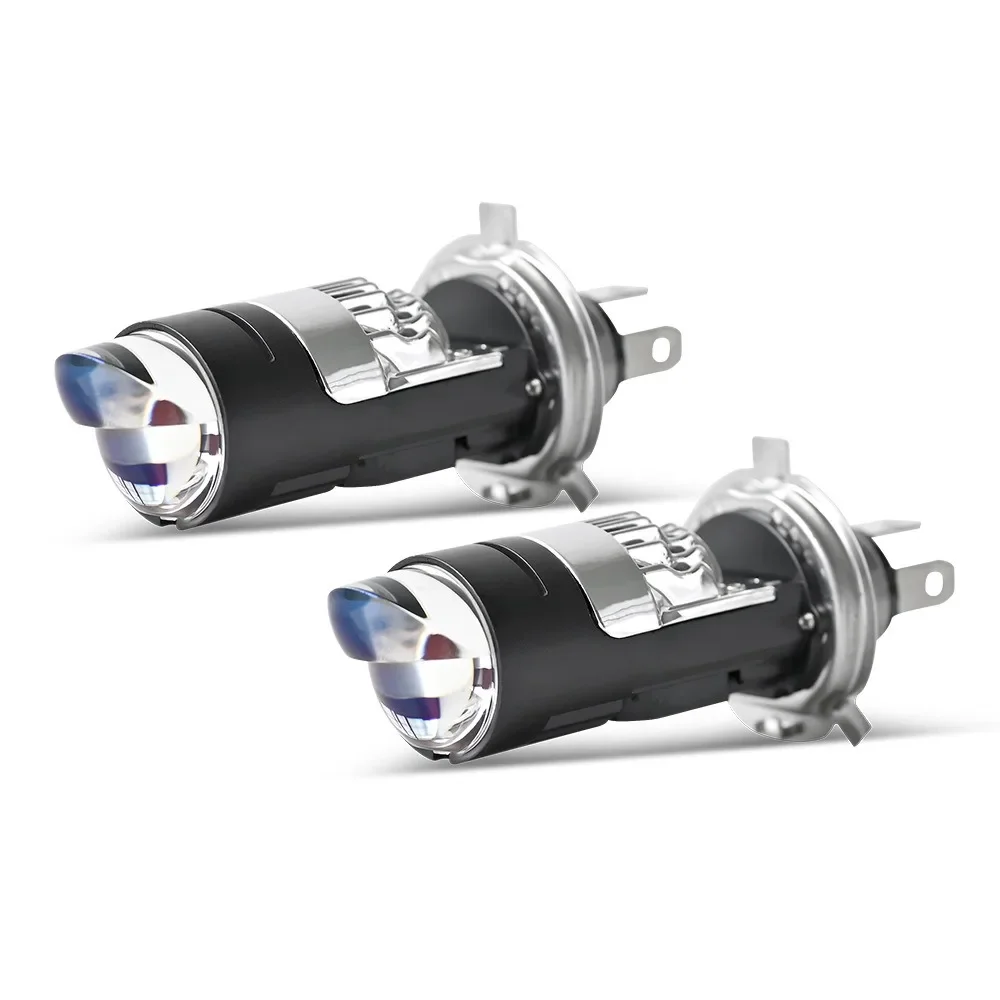 

H4 BI LED Projector Lens Headlight Retrofit, High and Low Beam Straight-through Lens with Matrix Design for Brighter Light