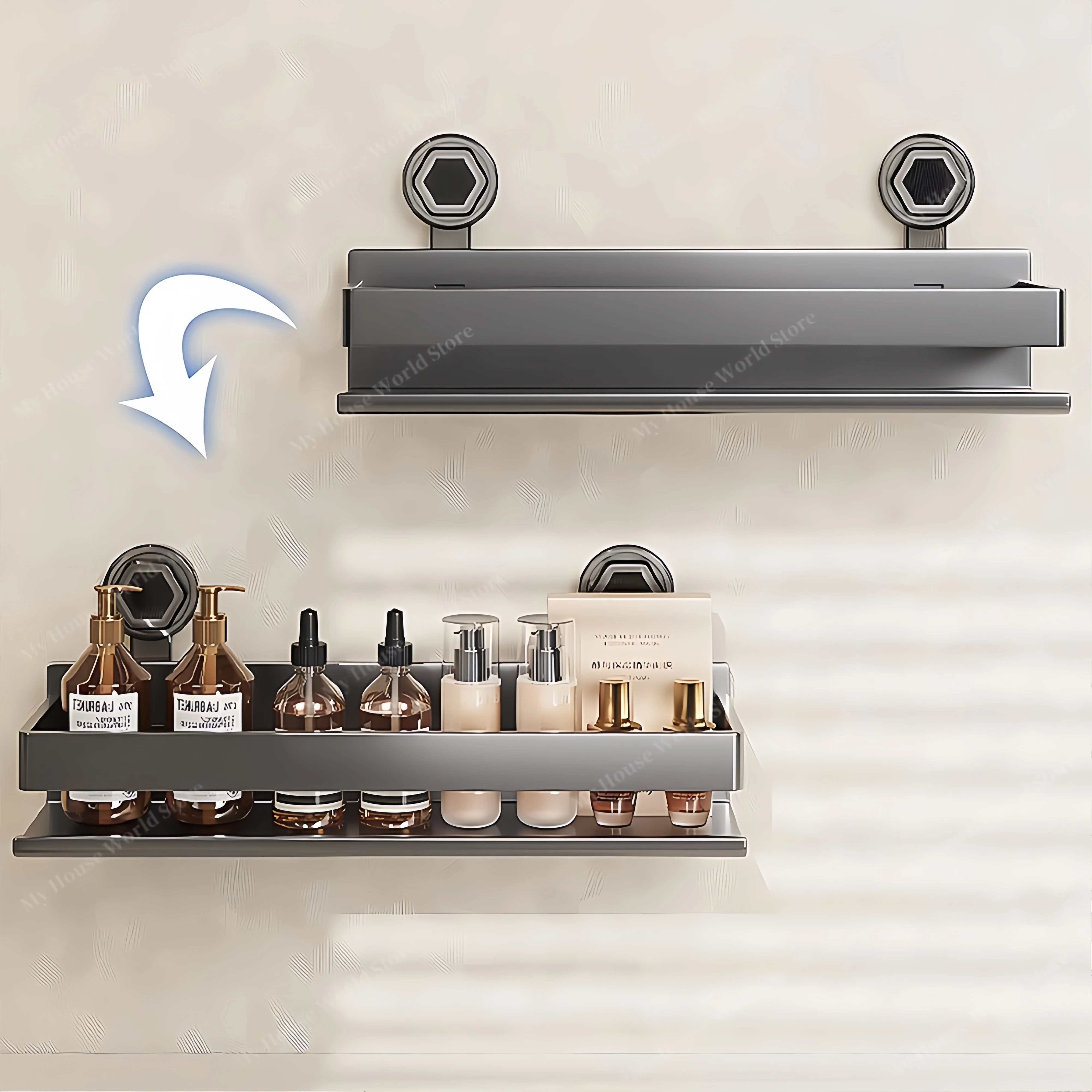 Shower Suction Cup Shelf Storage Shelf Home Organizer Shelf Holder Bathroom Organizer Suction Cup Wall Mounted Storage Rack 4