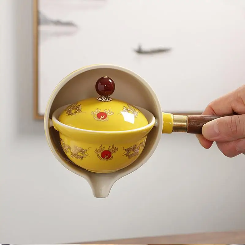 Ceramic Teapot Chinese Gongfu Tea Pot 360 Rotation Tea Maker and Infuser Porcelain Chinese Gongfu Pot