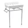Console Sink with Interchangeable Side Towel Bar Polished Chrome Leg Support Integrated Rectangular Bowl Widespread Faucet Hole 1