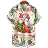 Snowman Christmas Tree Claus Santa Presents Ice Bear Mens Hawaiian Shirt 3d Print Short Sleeved Top Beach Party Clothes Loose 4