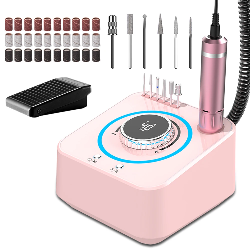 

40W Electric Manicure Drill Set 40000 Rpm Brushless Nail File Memory Function Nail Drill Machine Milling Cutter Nail Salon Tool
