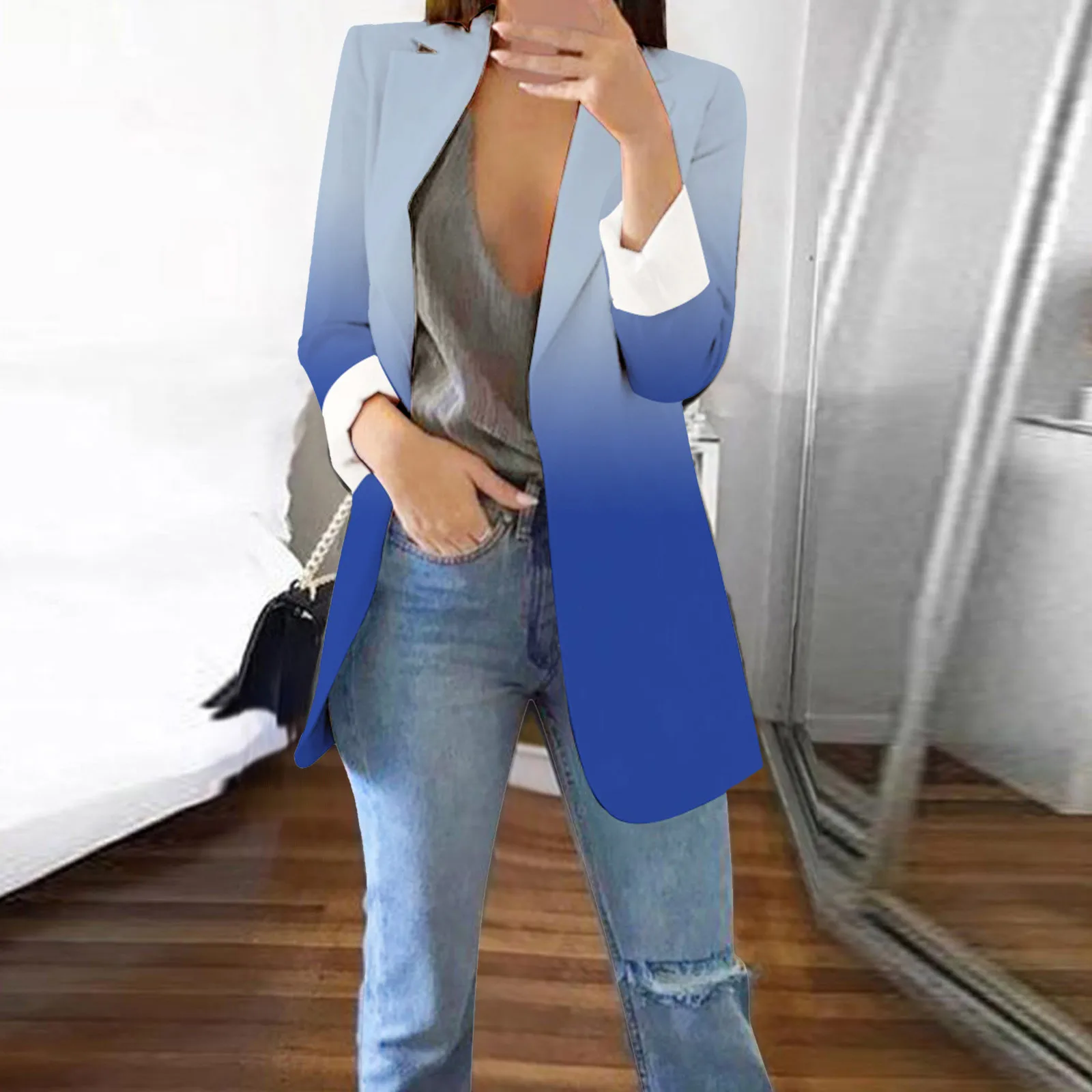 Women's Printed Cardigan Formal Suit Long Sleeve Lapels Business Office Jacket Coat elegant korean popular new outerwears