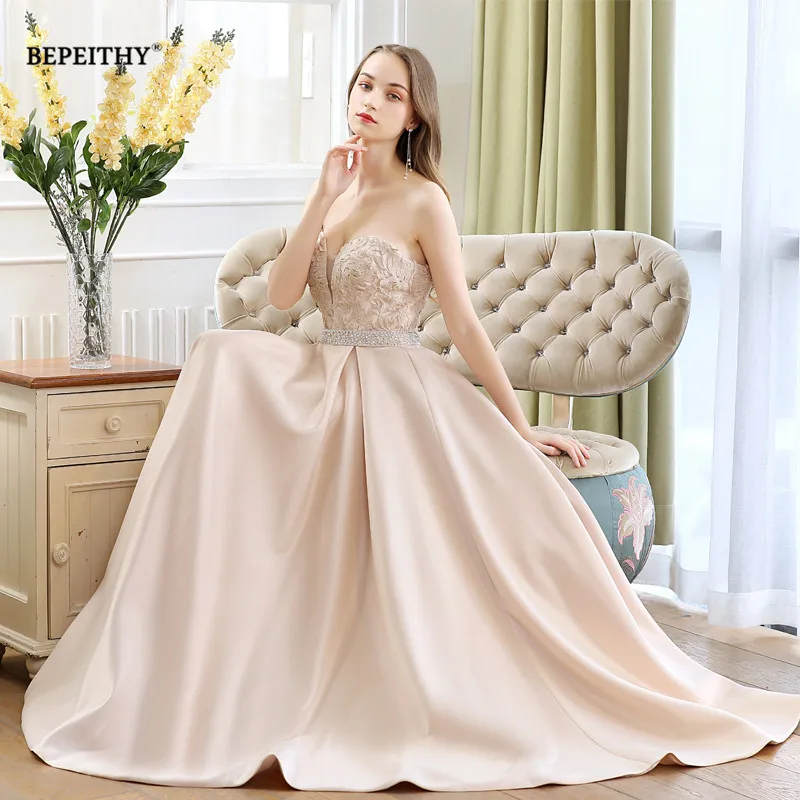 

BEPEITHY Champagne Party Dresses Robe De Soiree Lace Bodice Sweatheart Neckline Vestidos De Fiesta Elegantes Para Mujer 2023 New