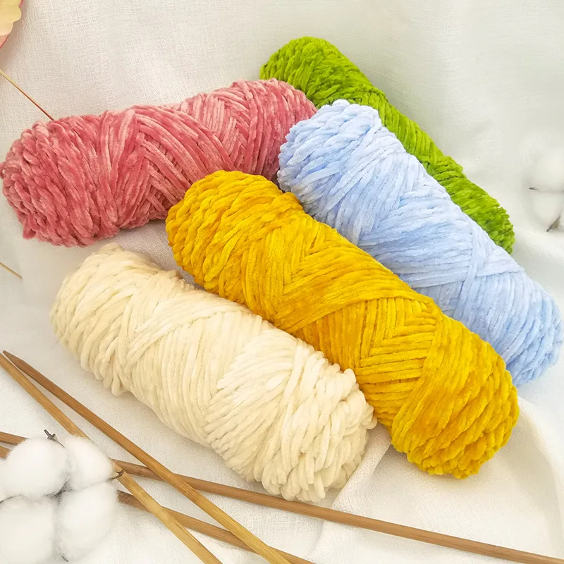 4mm Chenille Velvet Yarn Knitting Wool Thick Warm Crochet Knitting Yarns Cotton Baby Wool DIY Hand-Knitted Sweater Socks Hat 2