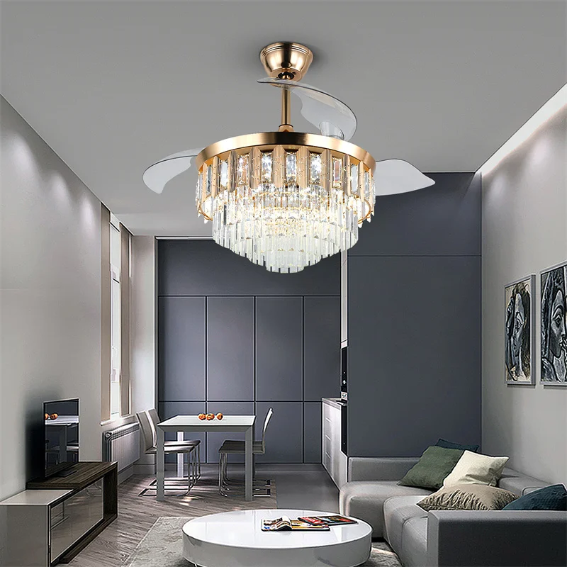 42 Inch Modern Ceiling Fan With Lights & Remote - Invisible Blade Chandelier Fan For Living Room, Dining Room, Bedroom - View #4