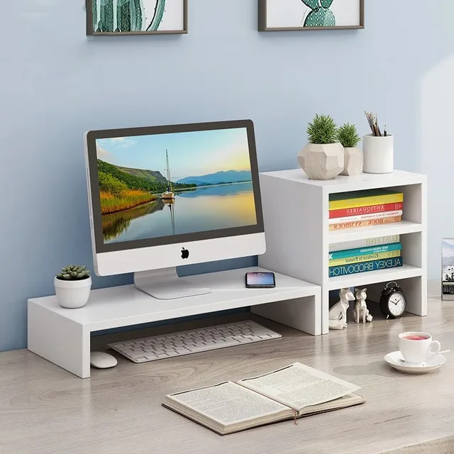 Desktop Computer Taller Stand Office Desktop Shelf Monitor Screen Storage Base Notes
