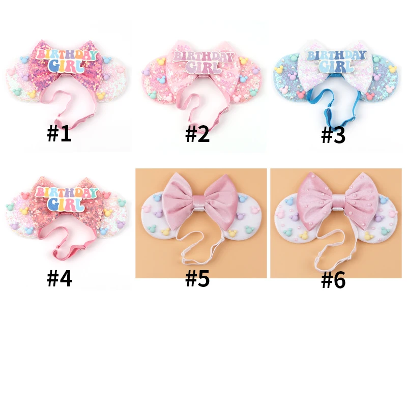 2026 3,3" Minnie Mickey Ohren Elastische Stirnbänder Neugeborenen Mode Glitzer Verstellbares Haarband Baby DIY Haaraccessoires – Detail 14