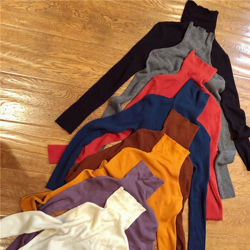 بلوفر نسائي سادة محبوك بأكمام طويلة ، سترات شتوية...