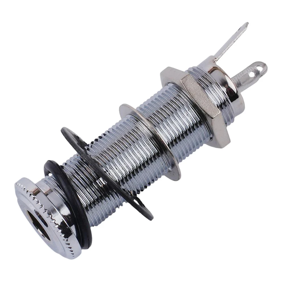 E-Gitarre Bass Teile 6,35mm Stereo Ausgang Eingang 1/4 Zoll Jack Buchse Stecker Messing Gerade Gerippte Rohr Stil Jack Anti-laute – Detail 4