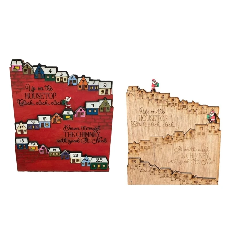 

Wood Christmas Advent Calendar Christmas Party Ornaments Kid Toy Castle Santa Christmas Countdown Calendar 2023 New Year