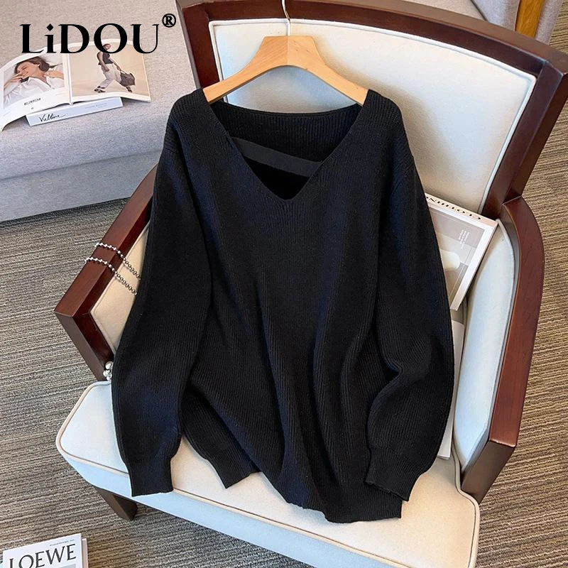 

Autumn Winter New Solid Color Fashion Long Sleeve Sweater Women High Street Casual Comfortable Hollow Out Elegant Pullovers
