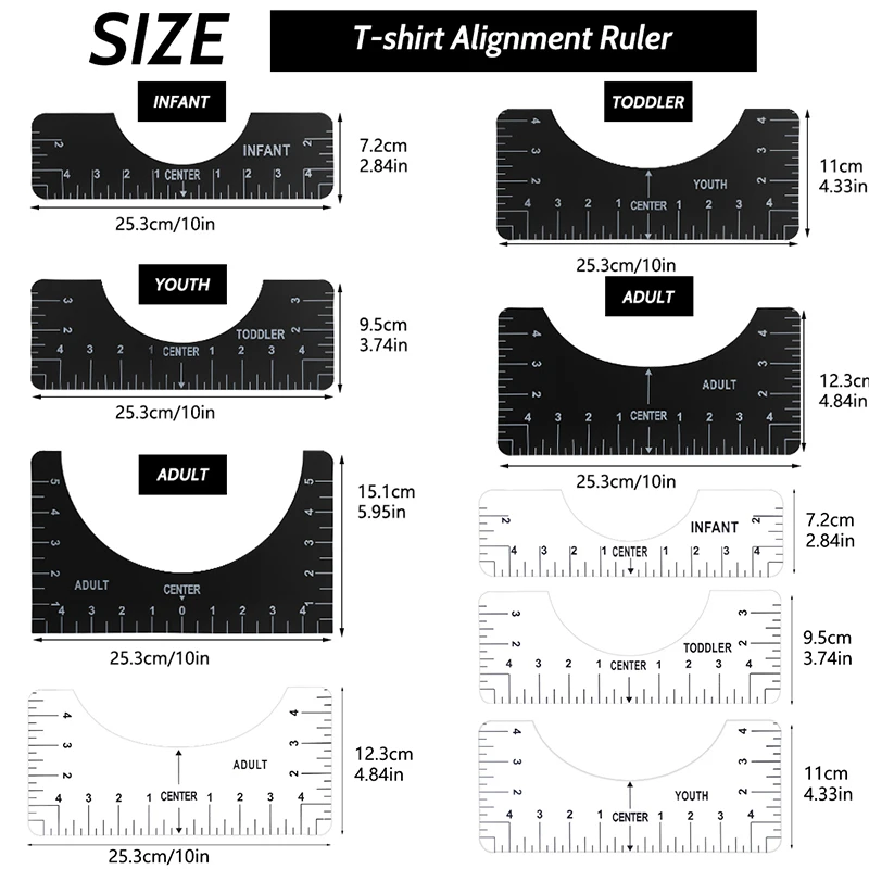 4pcs Tshirt Ruler Guide for Guiding T-Shirt PVC Alignment-T-Shirt