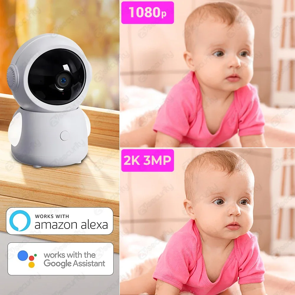 2K 3MP WiFi Baby Monitor with Two Camera Split-Screen Baby Phone via APP Control & 4.3" IPS Screen Auto Tracking PTZ Camera wireless baby monitor video baby monitor
