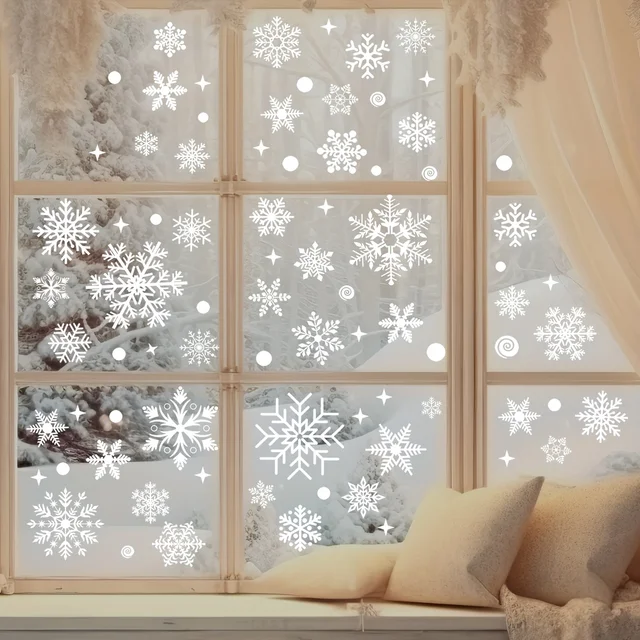 137 Christmas Snowflake Window Flowers - PVC Electrostatic Stickers for Glass - Reusable Winter Decorative Stickers 2
