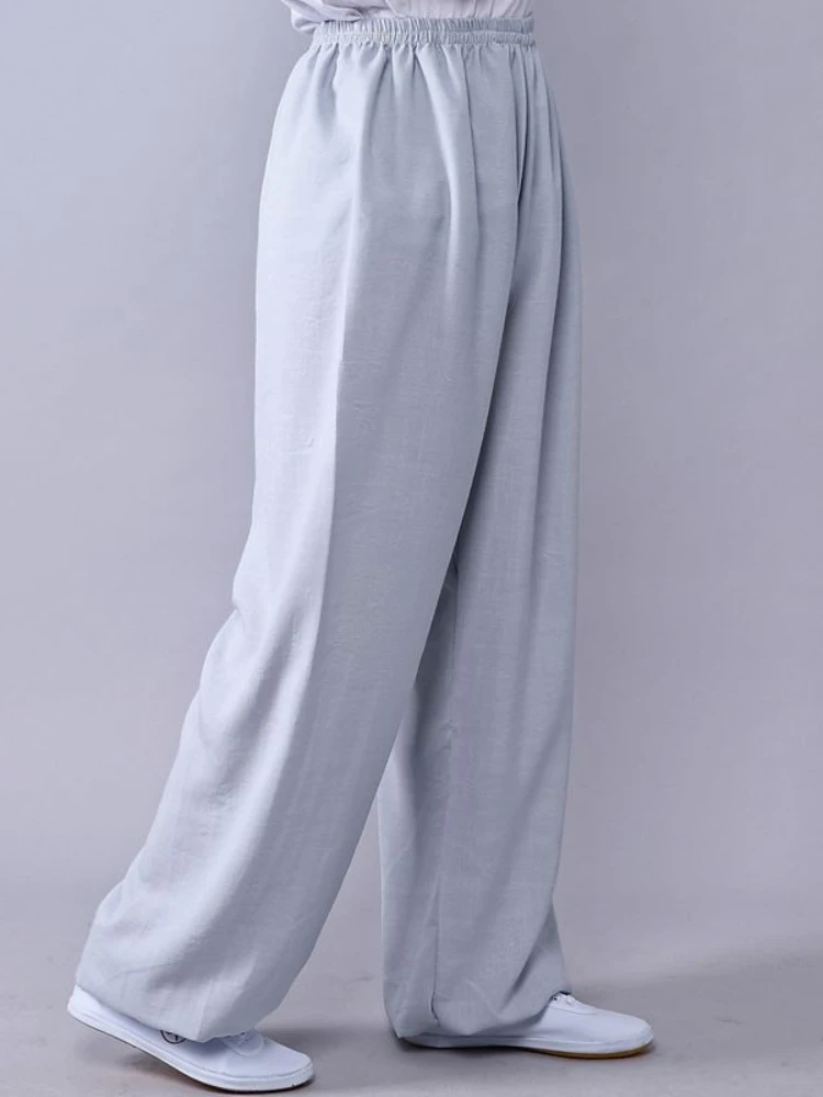 Martial Arts Tai Chi Yoga Pants Cotton and Linen Kung Fu Fitness Dance Running Pants Men Women Morning Exercise Clothing