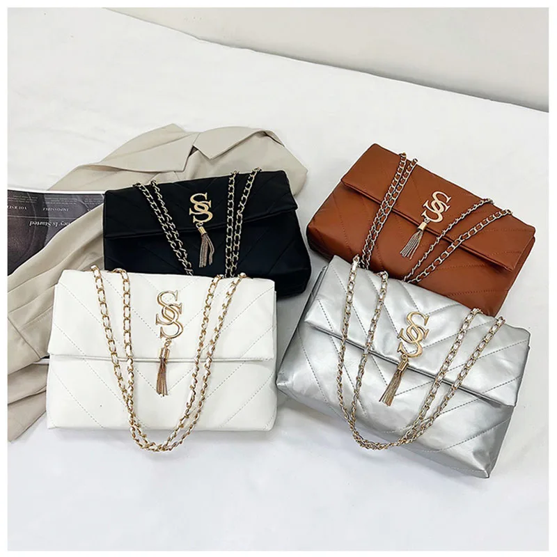 

Korean Casual Women's Shoulder Bag 2024 New Ladies Messenger Pack Solid Color Chain Small Square Bag Spicy Girl Crossbady Bags