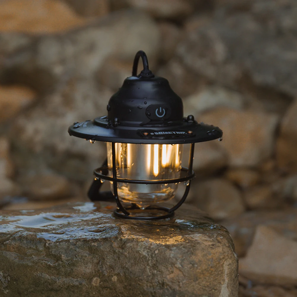 Camping Lamp LED Camping Lamp 1200mAh Emergency Light Lantern IPX4 Waterproof Retro Atmosphere Chandelier Stepless Dimming Fishing Hiking