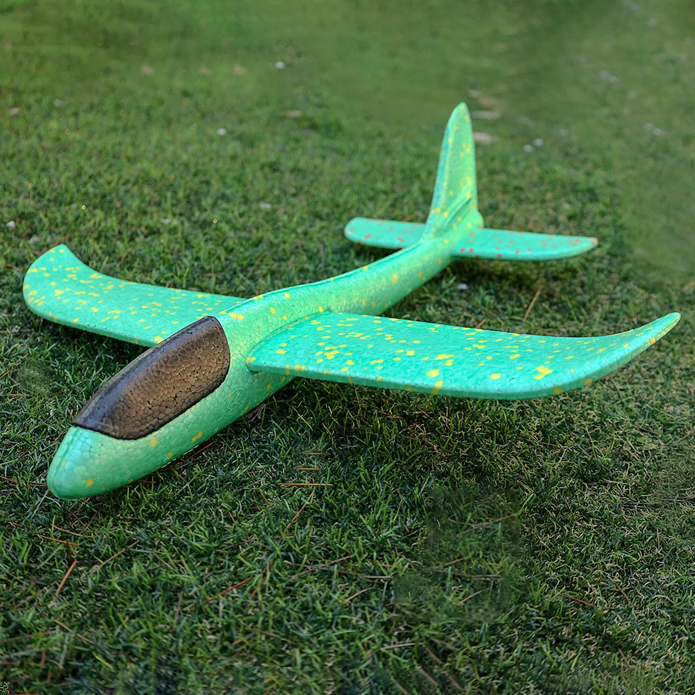 48cm Flying Throw Airplane Foam Glider Child Toy Aircraft Throwing Planes Aeroplane Model Outdoor Sports Toys Kids Birthday Gift flying rocket launcher toy for children jump pump launching eva foam soaring rocket parent child sports toys outdoor fun sports