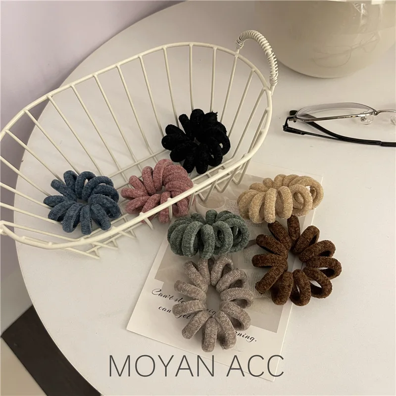 Japanese and Korean Style Autumn and Winter Color Plush Phone Line Hair Ring Seamless Headband Simple All-Match Bun Headband Hea