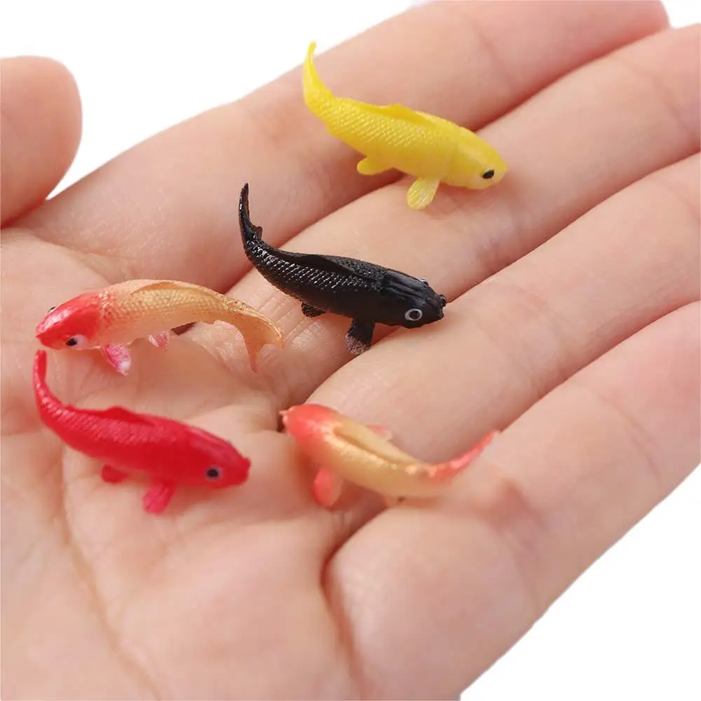 5Pcs PVC 미니 금붕어 모델 부드럽고 절묘한 물고기 탱크 미니 장식품 모델링 크리스탈 3D 미니 물고기 모델링 필러