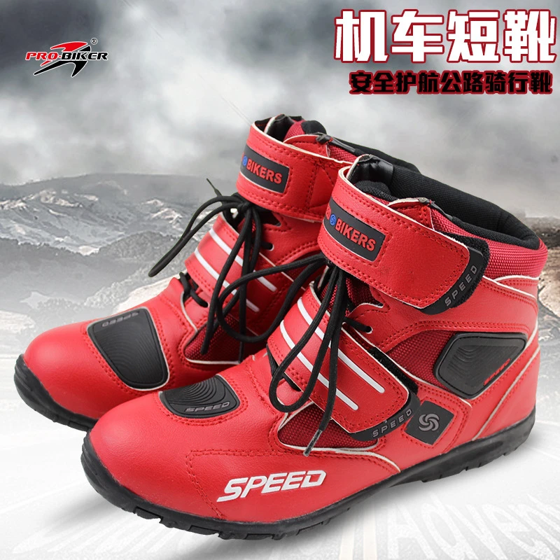 Botas de motociclista profesional para y mujer, Botines altos de cuero para carreras de Motocross, zapatos para montar en moto| | - AliExpress