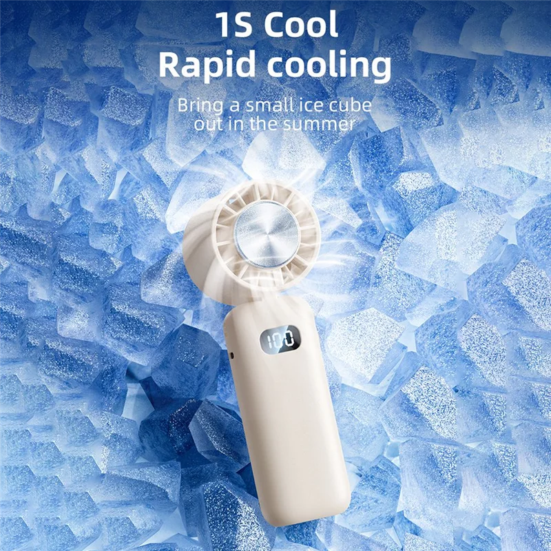 Description Picture 5 of itemB89B-Ice Compress Mini Fan Cooling Handheld Fan Mini Folding Digital Display Mute Desktop Fan Ice Compress Neck Fan