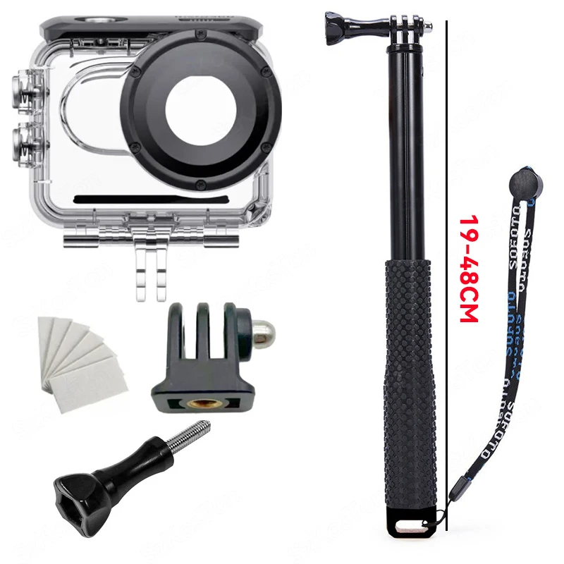 Insta su geçirmez muhafaza için 60M 360 durumda 3S sualtı dalış konut koruyucu kılıf kamera Insta360 gitmek için 3 aksesuarları