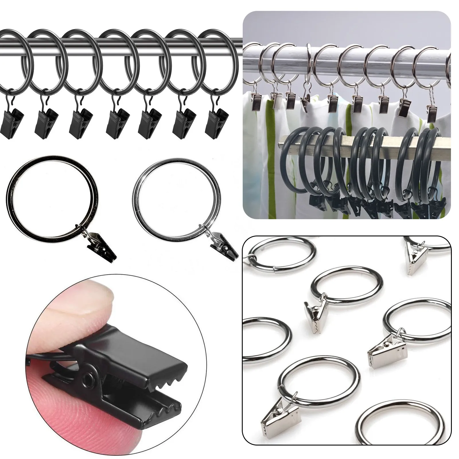 1Pcs Home Decoration Rod Clips Window Shower Clamps Bath Metal curtain