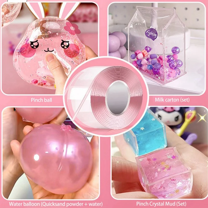 나노 접착제 반죽 DIY 버블 블로우 컬러 나노 테이프, 양면 스티커 볼 장난감 재료 패키지