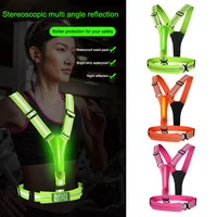 Safety Reflective Vest LED Running Light Adjustable Elastic Vest Jacket Night Warning Work Fishing Vest for Running Cycling 1