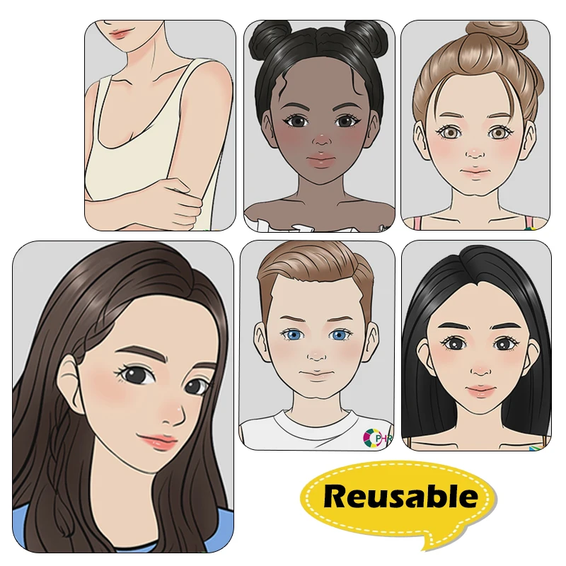 

OPHIR A4 Face Paint Practice Board for Kids Reusable Colored Makeup Practice Template Creating Makeup Practice Stencil RT025