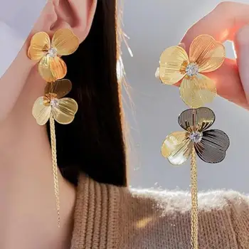 925 Silver Needle Exaggerated Zircon Flower Earrings For Women Jewelry 2025 Trending Luxury Korean Fashion Long Tassel Earrings